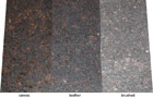 Tan Brown, Granit Oberflächen: caress = softgebürstet + poliert,      leather = satiniert-geledert,      brushed = geflammt + gebürstet
