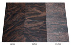 Granitfliesen Oberflächen: caress = softgebürstet + poliert,      leather = satiniert-geledert,      brushed = geflammt + gebürstet