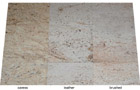 Colonial Cream, Granitfliesen Oberflächen: caress = softgebürstet + poliert,      leather = satiniert-geledert,      brushed = geflammt + gebürstet