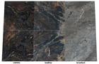 Granitfliesen Oberfl&auml;chen: caress = softgeb&uuml;rstet+poliert, leather = satiniert-geledert, brushed = geflammt+geb&uuml;rstet