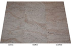 Ghibly, Granitfliesen Oberflächen: caress = softgebürstet + poliert,      leather = satiniert-geledert,      brushed = geflammt + gebürstet