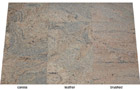 Juparana Vyara, Granitfliesen Oberflächen: caress = softgebürstet + poliert,      leather = satiniert-geledert,      brushed = geflammt + gebürstet