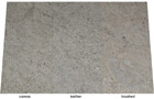 Kashmir White, Granitfliesen Oberflächen: caress = softgebürstet + poliert,      leather = satiniert-geledert,      brushed = geflammt + gebürstet